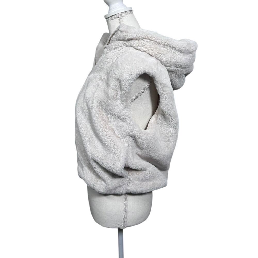 Zara Women's Cream Plush Faux Fur Hooded Vest with Zipper - Size XS - Picture 6 of 8